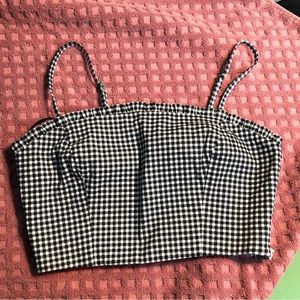 Spaghetti elastic fitted top, blk & white